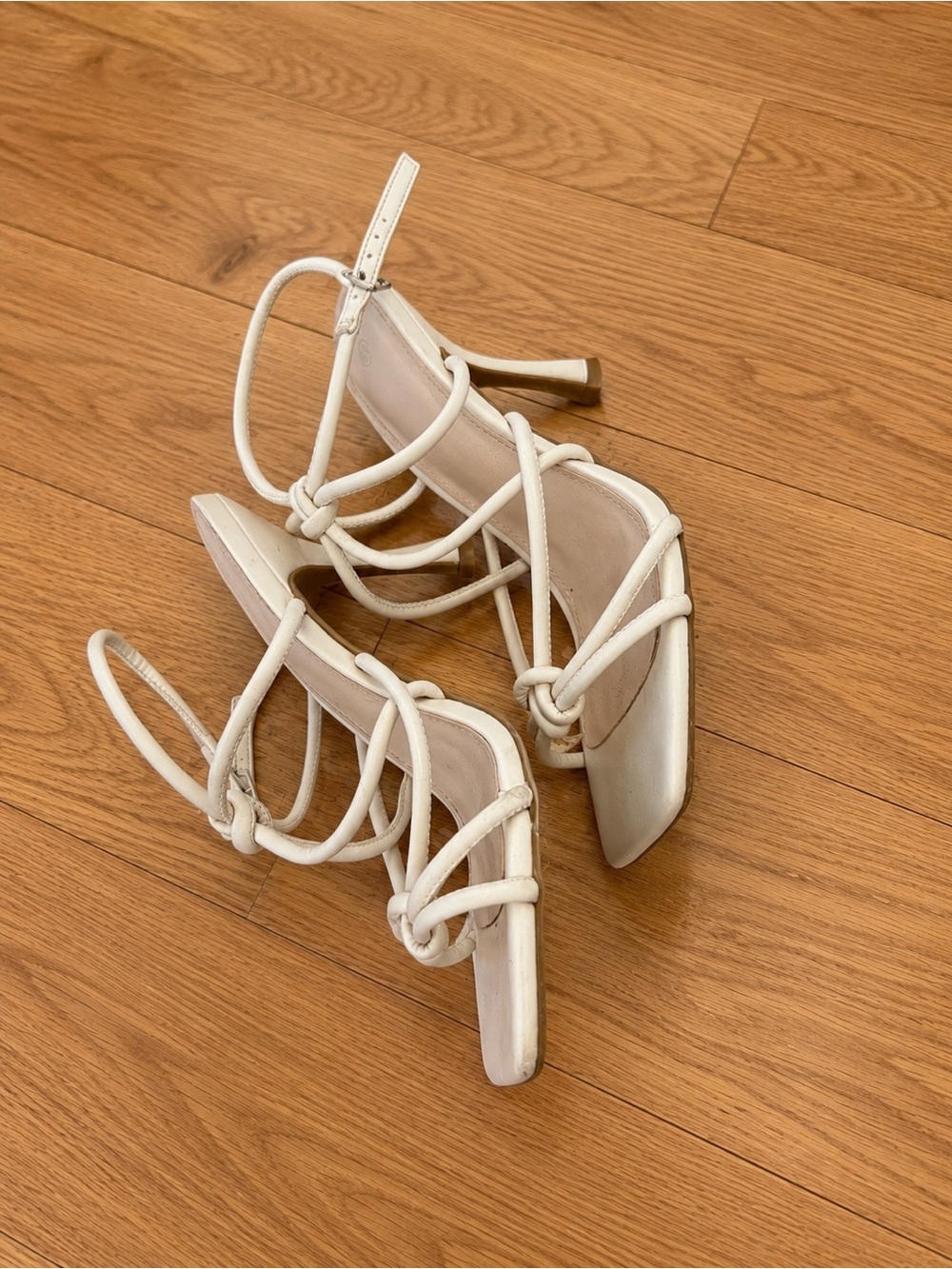 Boutique Cream Knotted Strappy Heels